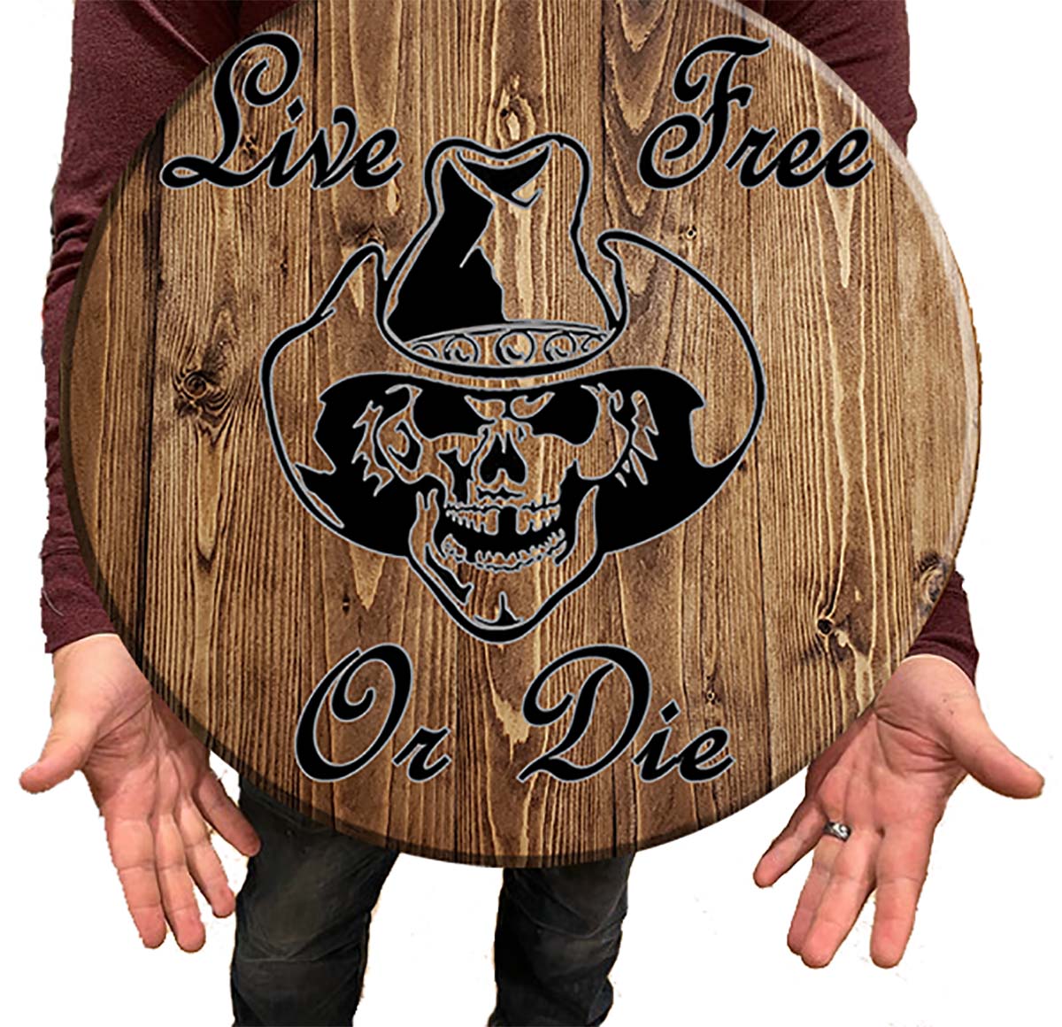 Bar Sign American Cowboy Wood American Flag Sign 18 Inch Bar Man Cave Signs