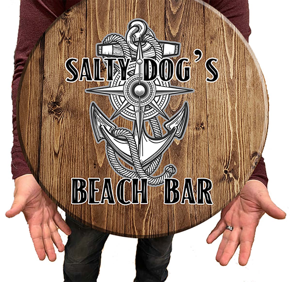 Bar Sign Nautical Anchor Compass Lakehouse Beach Bar Beach House Decor ...