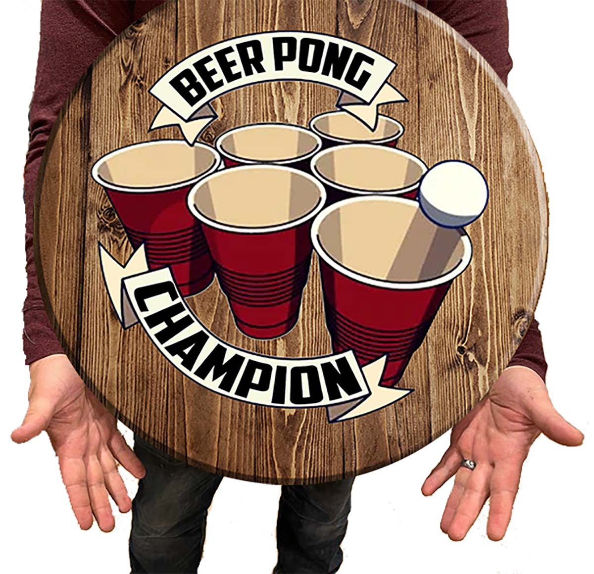 Bar Sign Champion Beer Pong Beer Game Sign 18 Inch Bar Man Cave Signs
