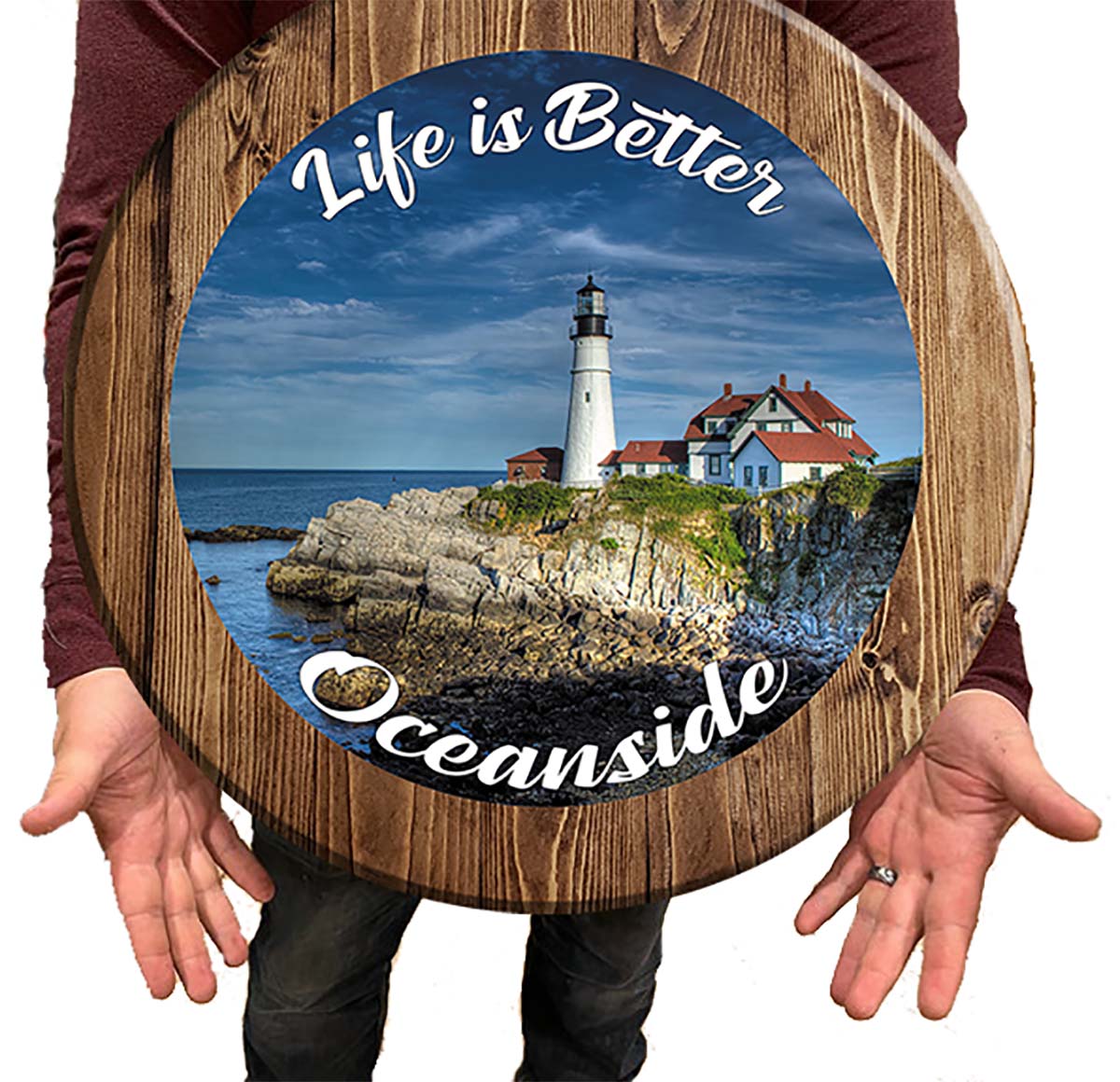 Bar Sign Life is Better Lighthouse Pub Sign 18 Inch Bar Man Cave Signs