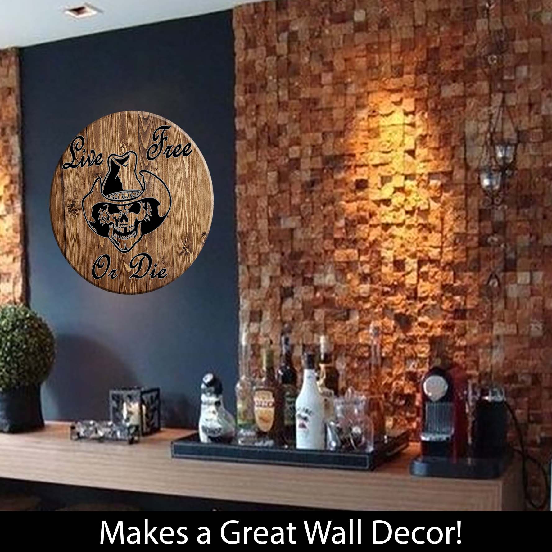 Bar Sign American Cowboy Wood American Flag Sign 18 Inch Bar Man Cave Signs detailed image 3
