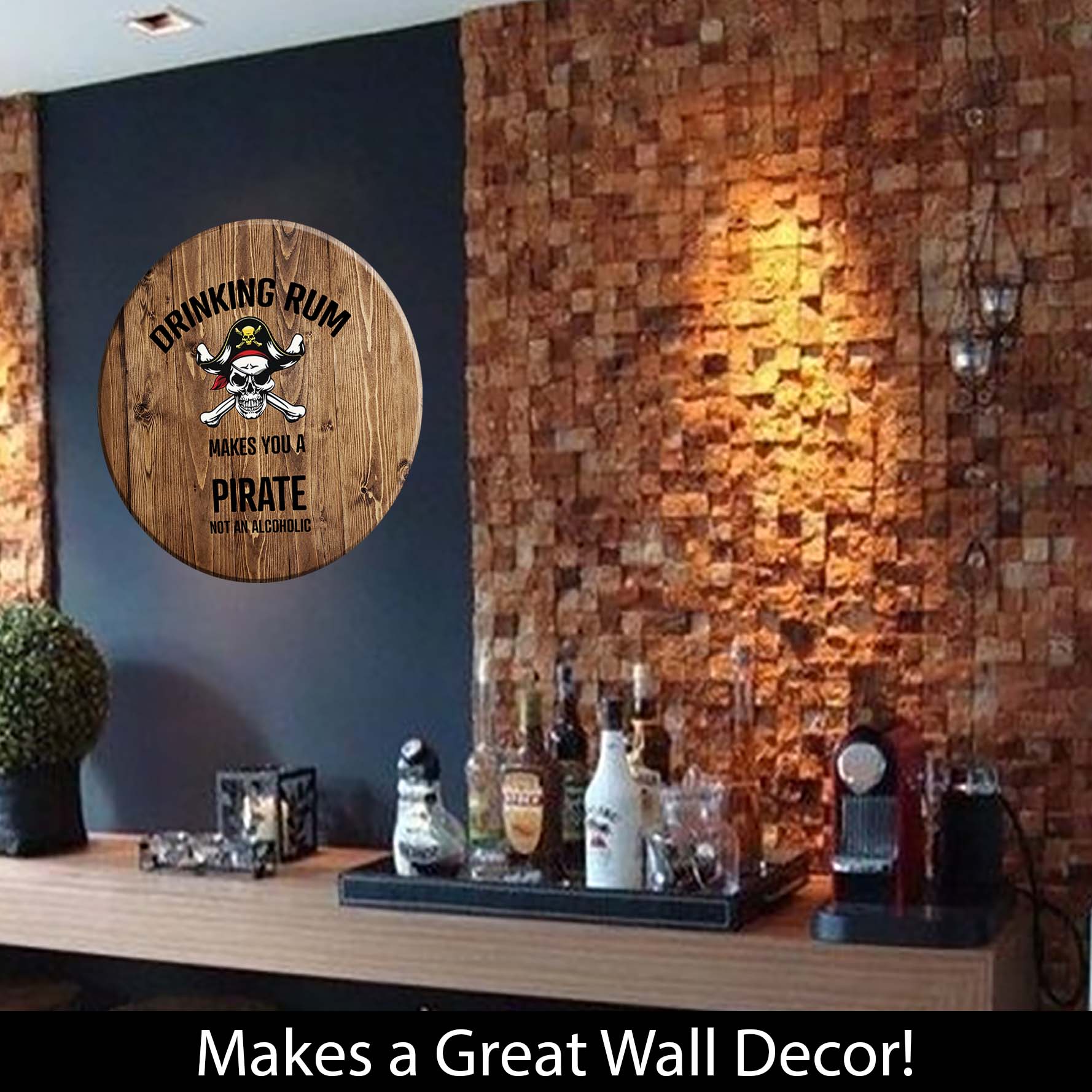 Bar Sign Drinking Rum Pirate Pub Sign 18 Inch Bar Man Cave Signs detailed image 3