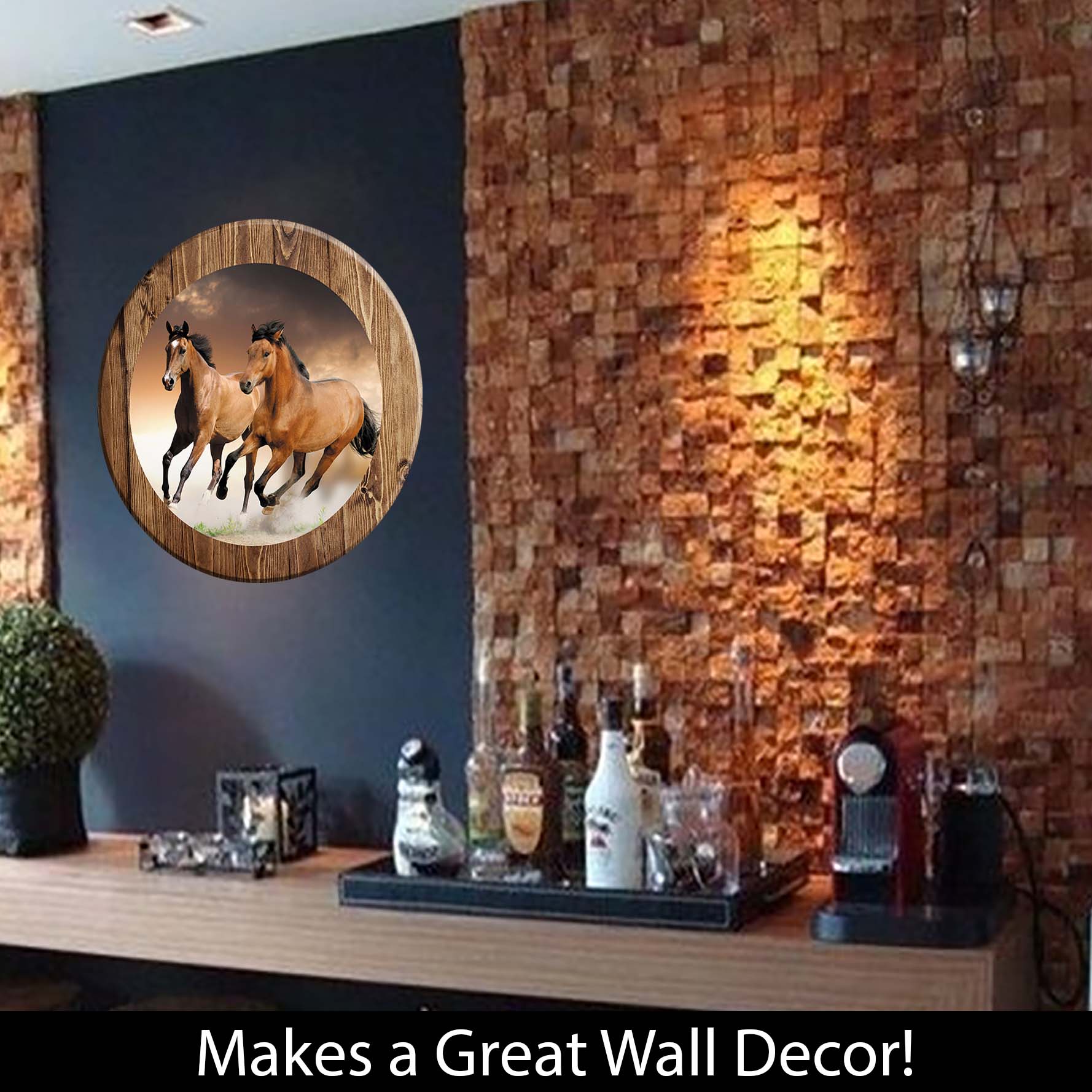 Bar Sign Tan Horses Galloping Pub Sign 18 Inch Bar Man Cave Signs product image view 3