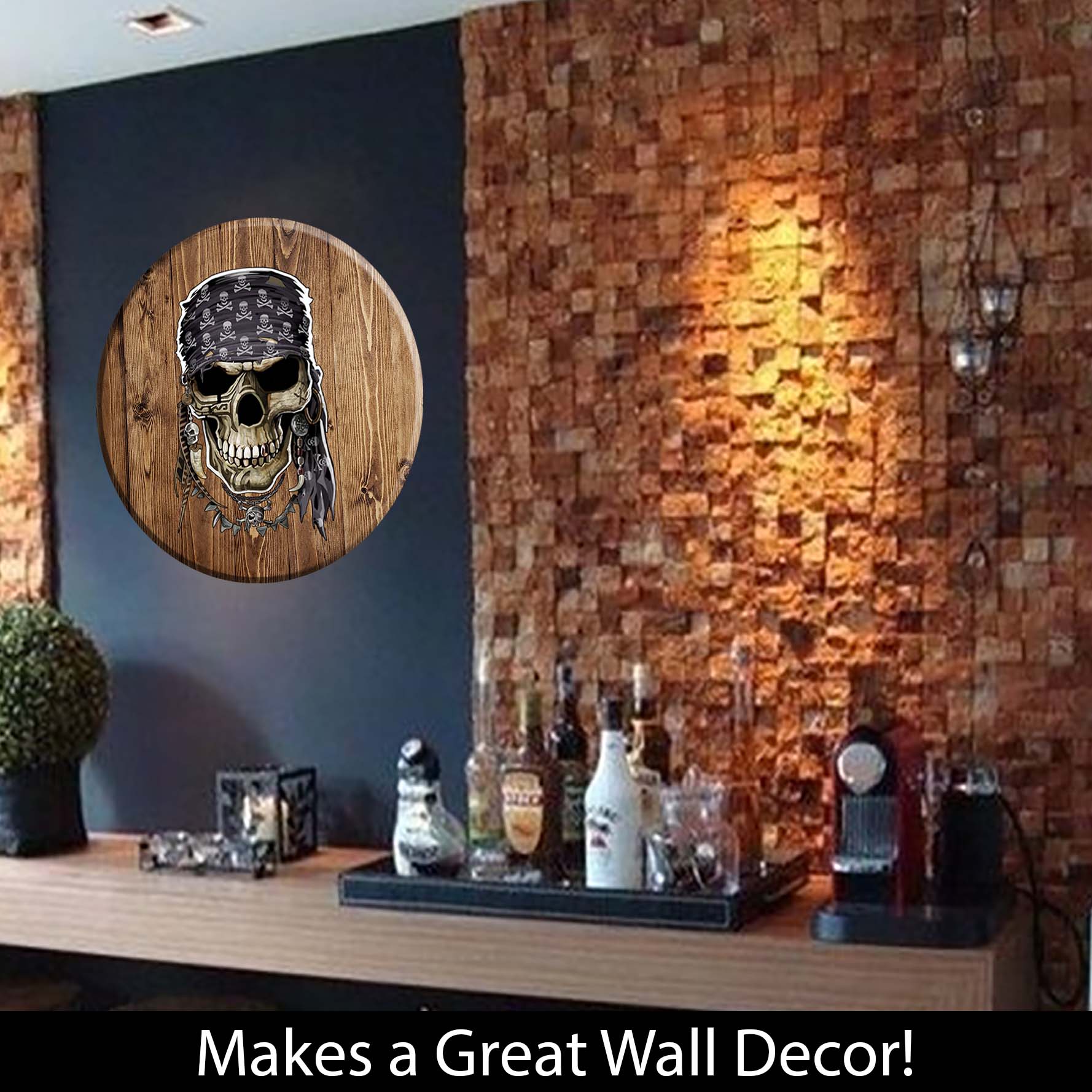 Bar Sign Pirate Skull Pub Sign 18 Inch Bar Man Cave Signs detailed image 3